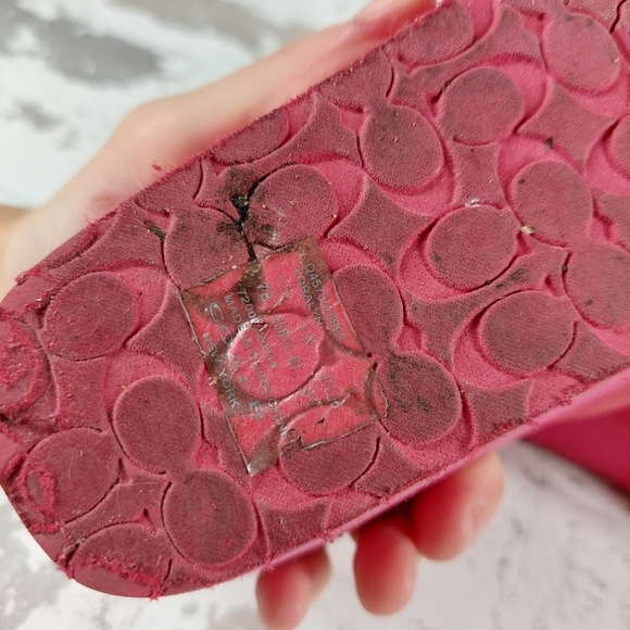 Coach Women's Pink & White Striped Thong Wedge Flip Flop Sandals V287 - Picture 7 of 8